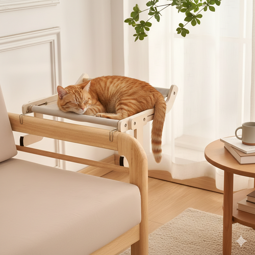 Catfri® HangingBed - Premium Justerbar Træ Kat Hængekøje Hængende Seng