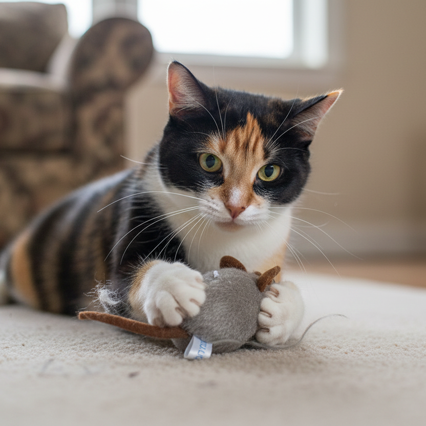 Catfri® SqueakyMouse 1+1 GRATIS: Realistisk Interaktiv Plysj Katteleke Pipende Mus