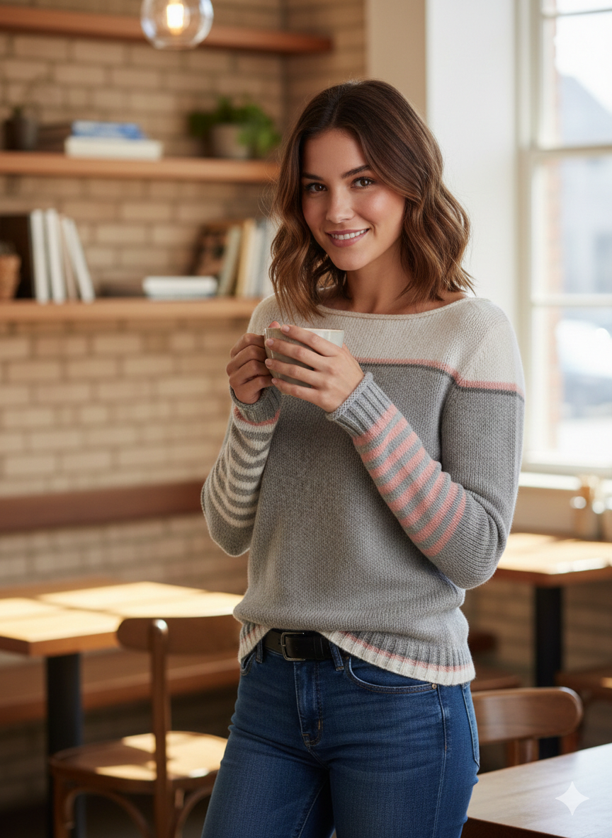 Icone™ CozyStripe - Stilfuldt Tidløst Mønster Afslappet Pasform Hyggelig Stribet Sweater
