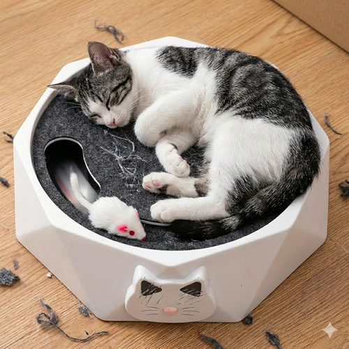 Catfri® MouseHunting - Interaktivt Kradsende Mus Jagende Legetøj Til Katte