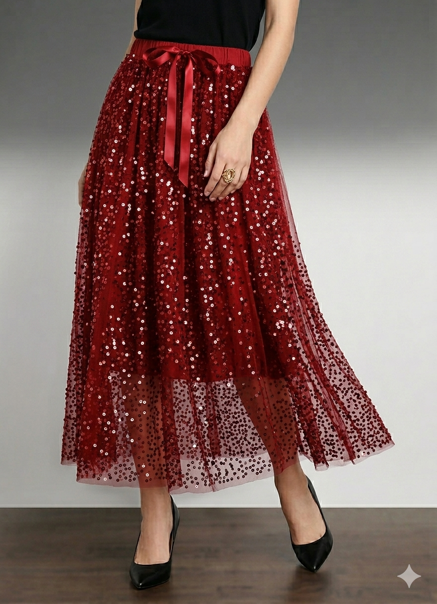 Icone™ SparkleSet: Uformell Elegant Topp Og Skinnende Tulle Sparkle Sett