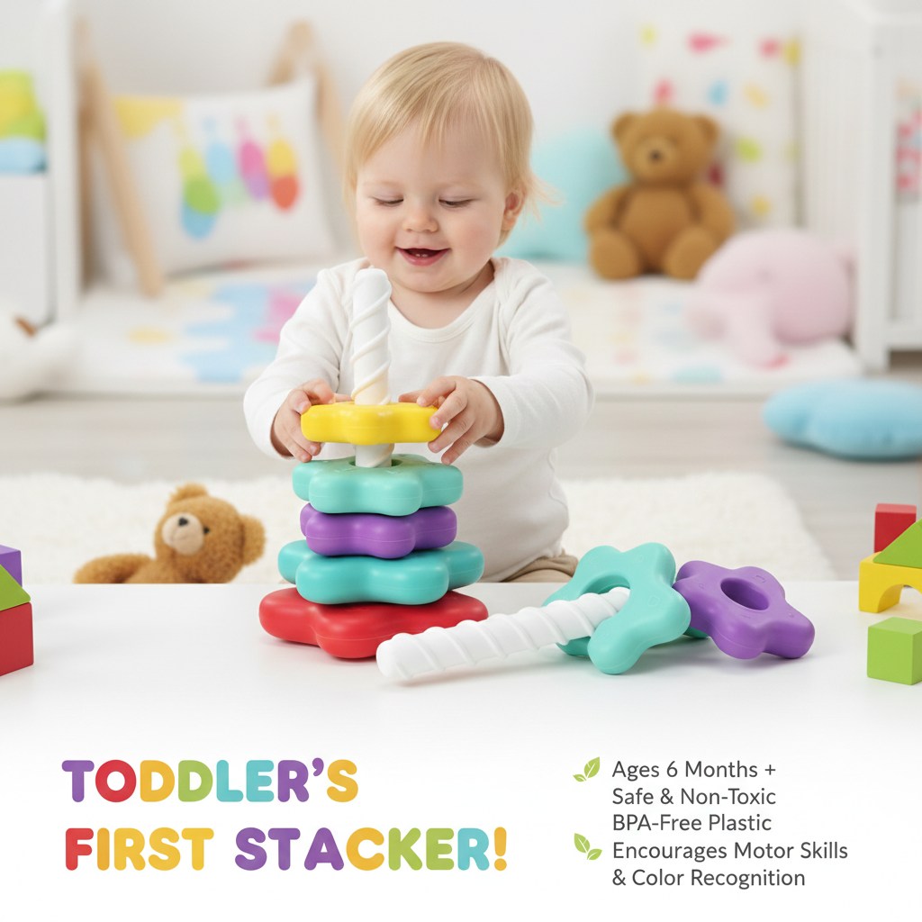 Kletshuts™ StackingToy: Regnbue Tårn Hjul Stableleke Sensorisk Læring