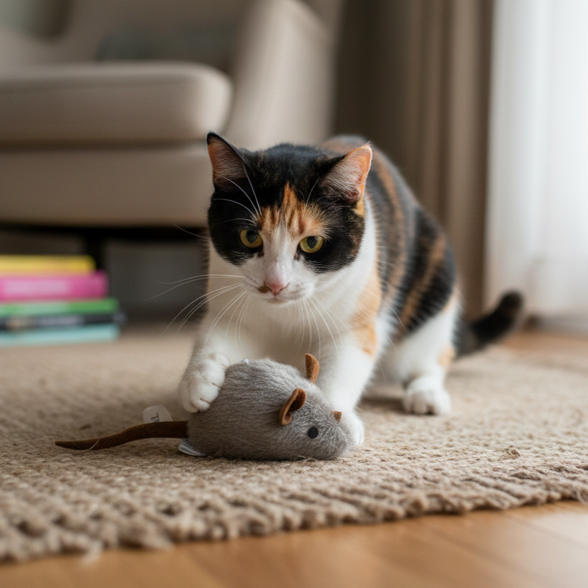 Catfri® SqueakyMouse 1+1 GRATIS: Realistisk Interaktiv Plysj Katteleke Pipende Mus
