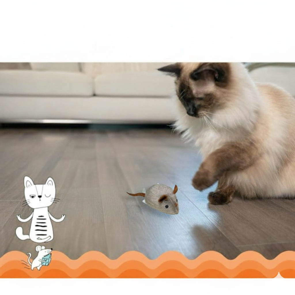 Catfri® SqueakyMouse 1+1 GRATIS: Realistisk Interaktiv Plysj Katteleke Pipende Mus