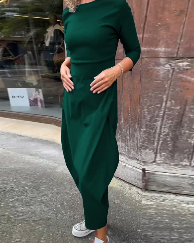 Icone™ SleekDress: Minimalistisk Lang Sleek Ærme Elegant Casual Fit Kjole