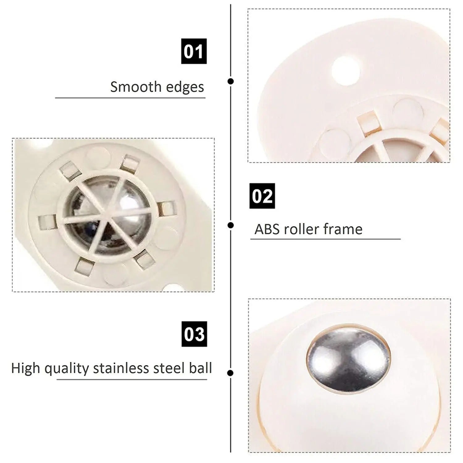 FurnitureWheels - Selvklebende 360° Roterende Møbelhjul