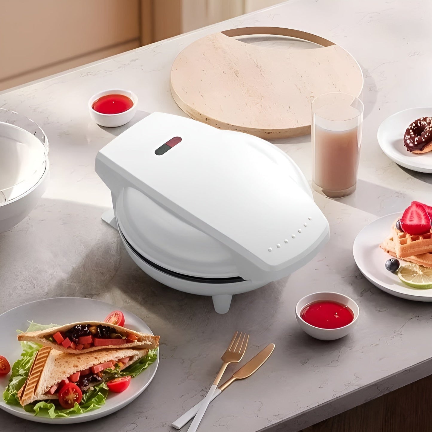 Globetrek° DonutMaker: Professionel Non-Stick Dobbelt-Side Opvarmning Donut Maker