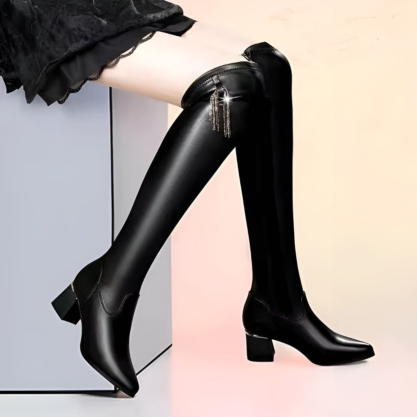 Happy™ HighBoots: Varme Stretch Skridsikre Slim Fit Høje Støvler