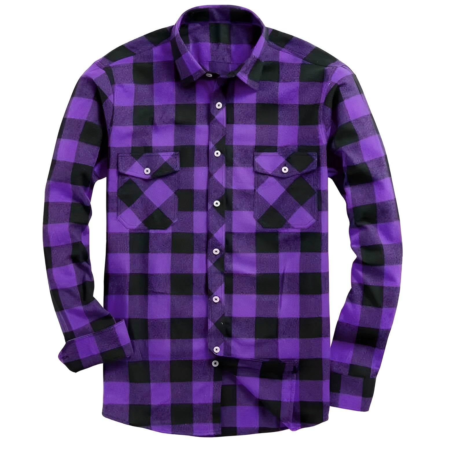Icone™ CheckeredLongsleeves: Klassisk Avslappet Knapp Ned Rutete Langermet