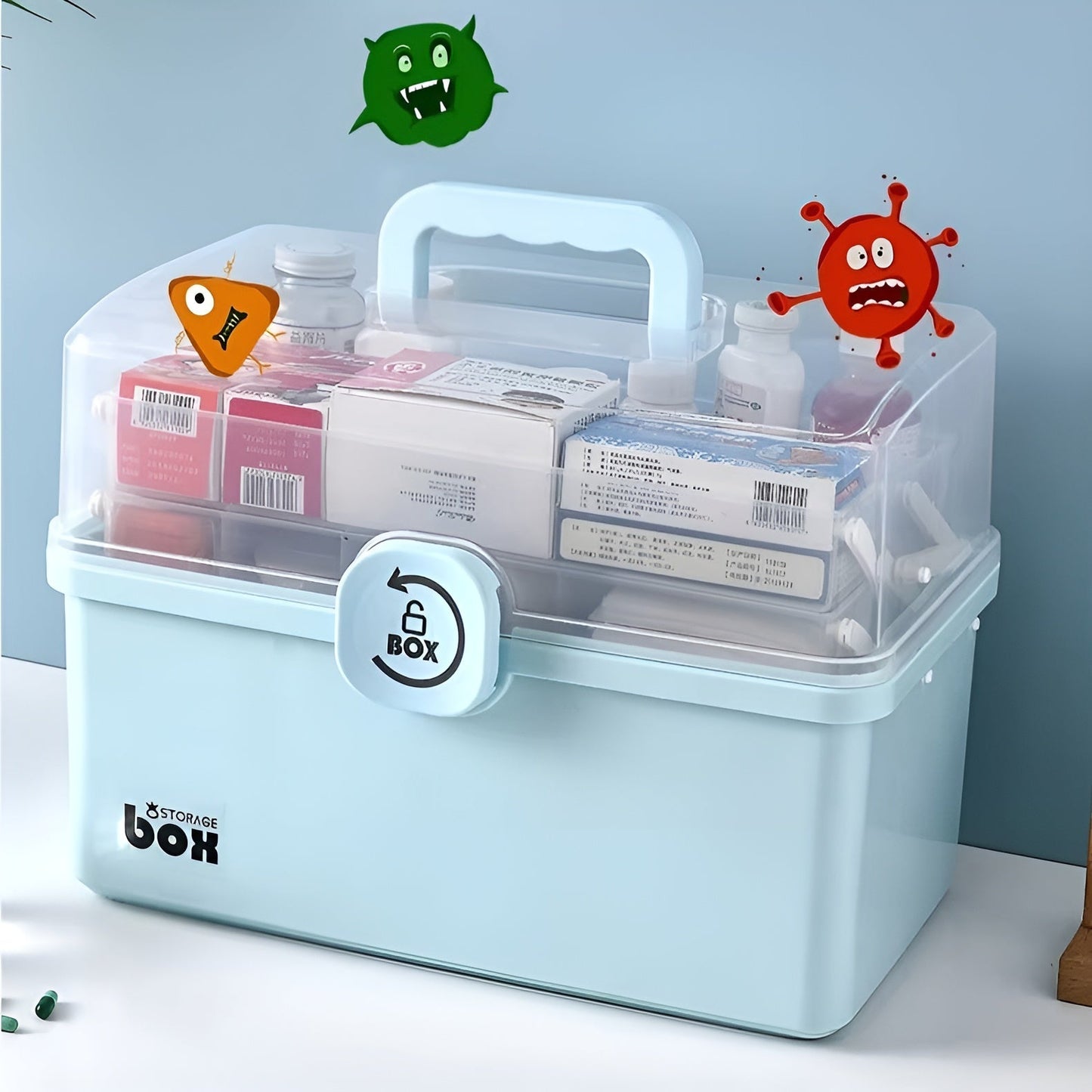 Globetrek° SmartStorage - Multifunktionel Tre-Niveaus Gennemsigtig Smart Opbevaring Organizer