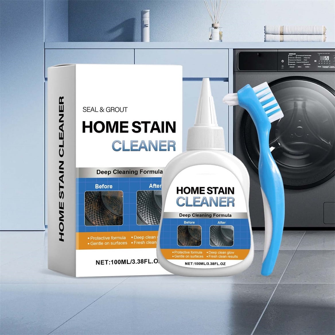 Cleaner Pro° StainSolution 1+1 GRATIS: Tung-Pligt Multi-Overflade Plet Løsning Med Skrubbe-Børste