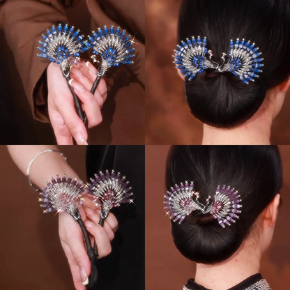 Rose® HairTie 1+1 GRATIS: Stilfull Hårbånd Elegant Vintage Krystall Hestehale Twist Holder