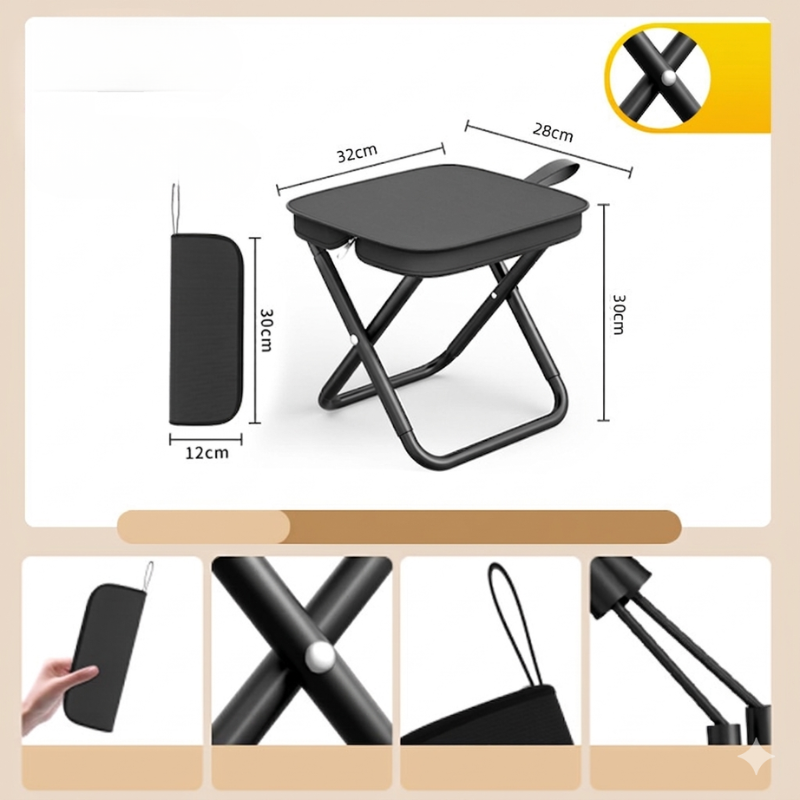 UltiFurni® PortableStool: Let-Foldet Ultra-Let Kompakt Bærbar Skammel