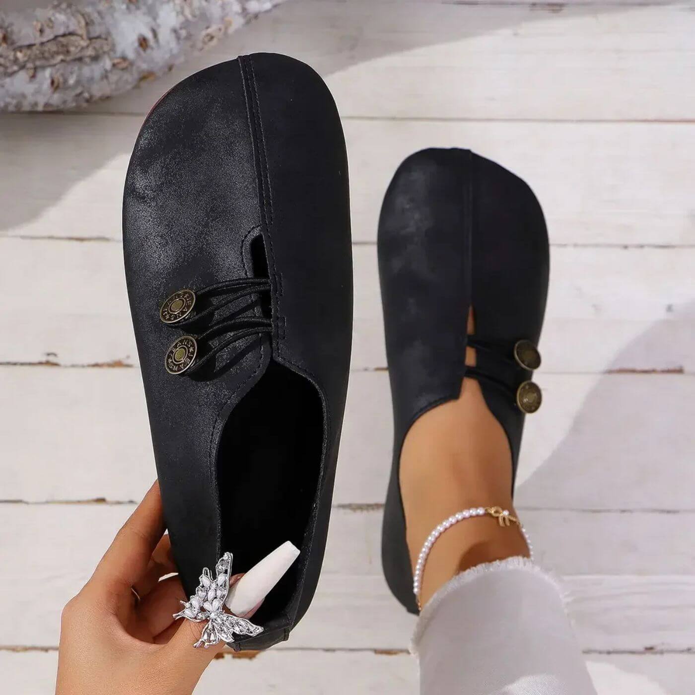 Happy™ CozyStep: Fleksibel passform Rund tå Slip-on Komfortable sko
