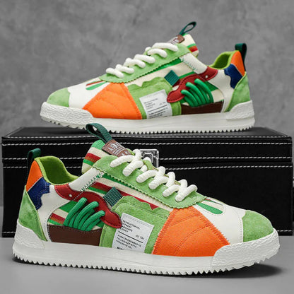 Happy™ PatchworkShoes: Mænd Stilfulde Streetwear Patchwork Sko