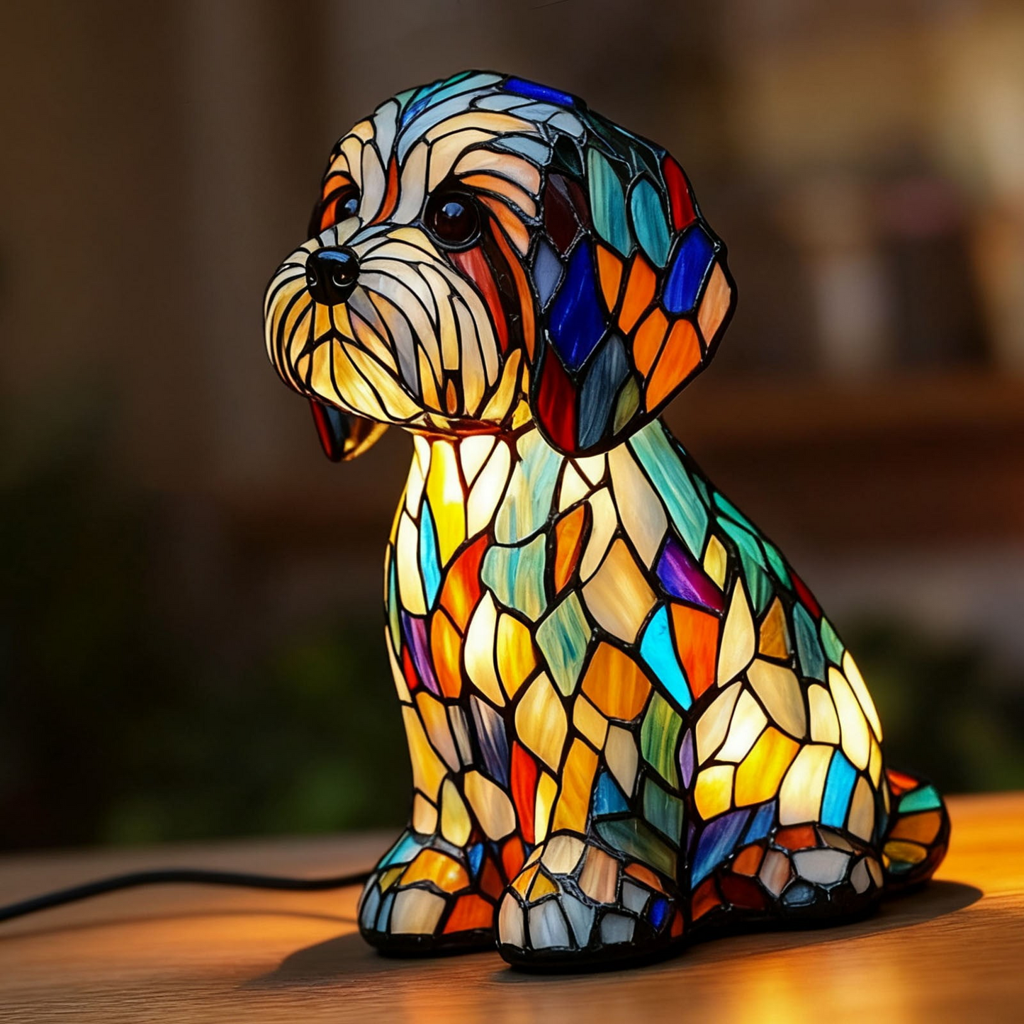 Ledsen™ DogLamp: Moderne Kunstnerisk Flekkete Ambient Hundelampe