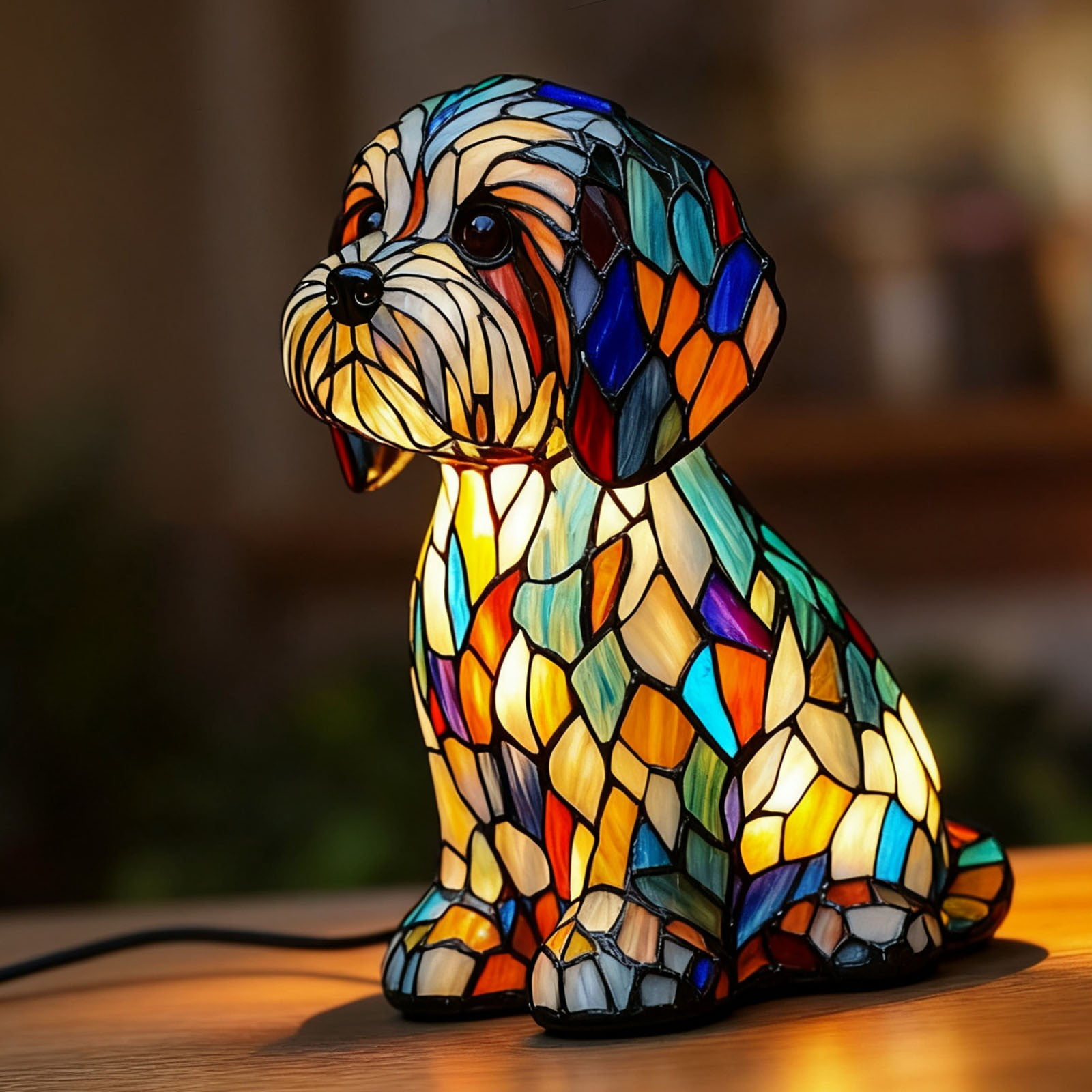 Ledsen™ DogLamp: Moderne Kunstnerisk Flekkete Ambient Hundelampe