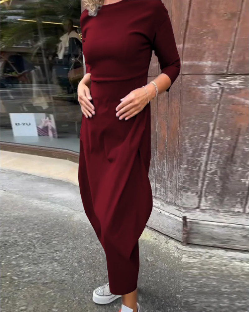 Icone™ SleekDress: Minimalistisk Lang Sleek Ærme Elegant Casual Fit Kjole