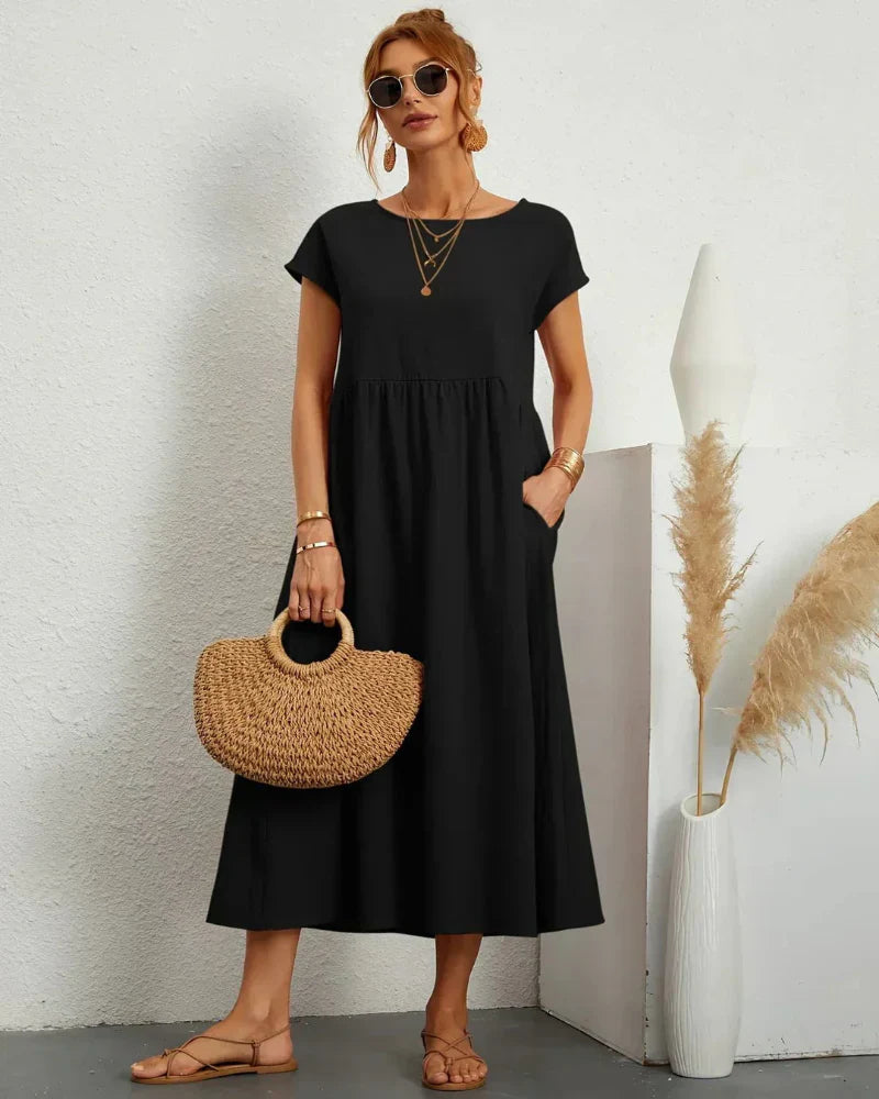 Icone™ FlowDress: Casual Myk Flyt Elegant Stil Løs Maxi Kjole