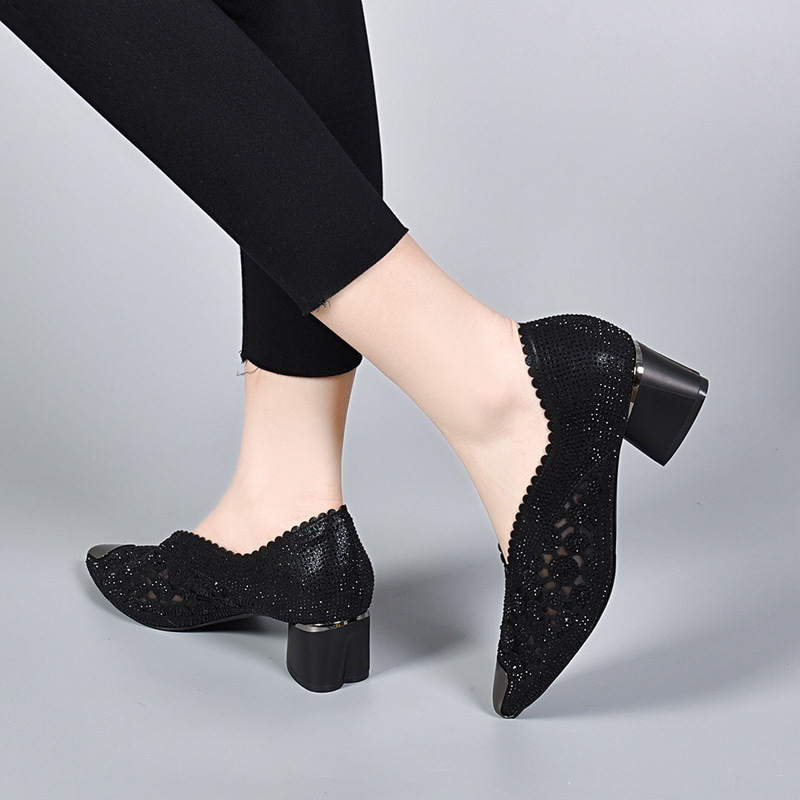 Happy™ GlimmerShoes: Mesh Hæler Sko Med Krystallaksenter
