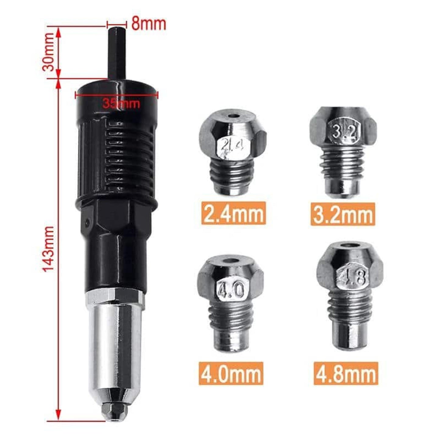 RivetAdapter - Profesjonelt Nittepistol Adaptersett