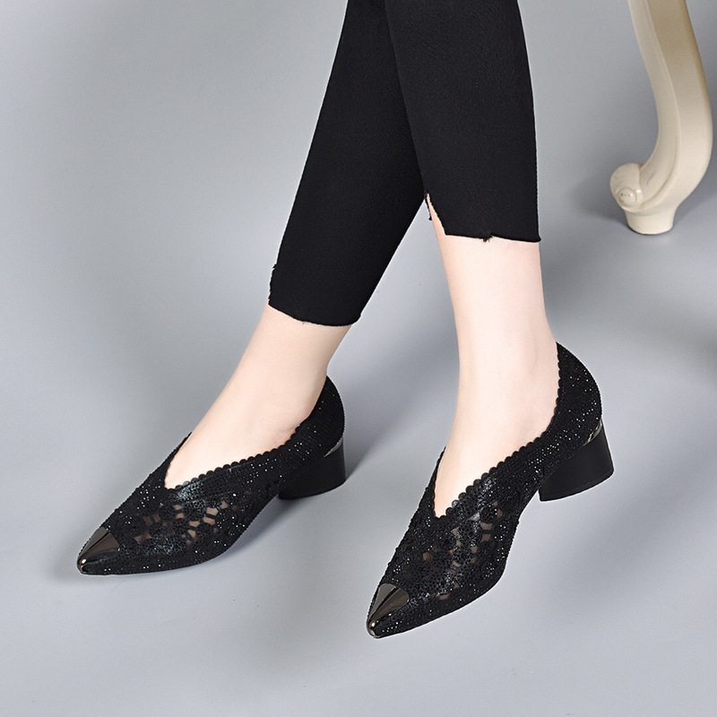 Happy™ GlimmerShoes: Mesh Hæler Sko Med Krystallaksenter
