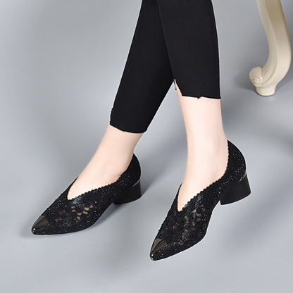 Happy™ GlimmerShoes: Mesh Hæler Sko Med Krystallaksenter