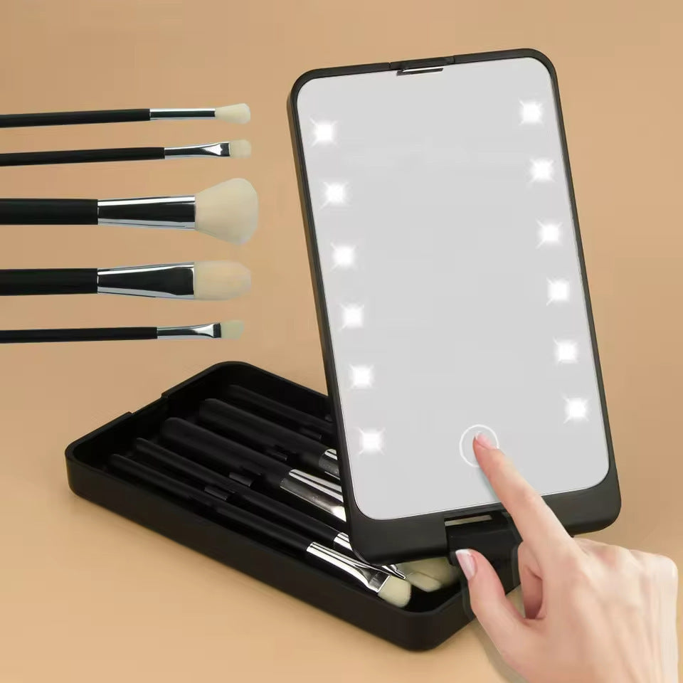 GlowBrushes - Oppladbart LED-lys reise sminkekostsett