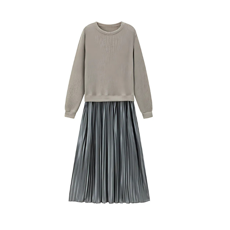 Icone™ PleatedDress: Langermet topp og elegant plissert skjørtkjole