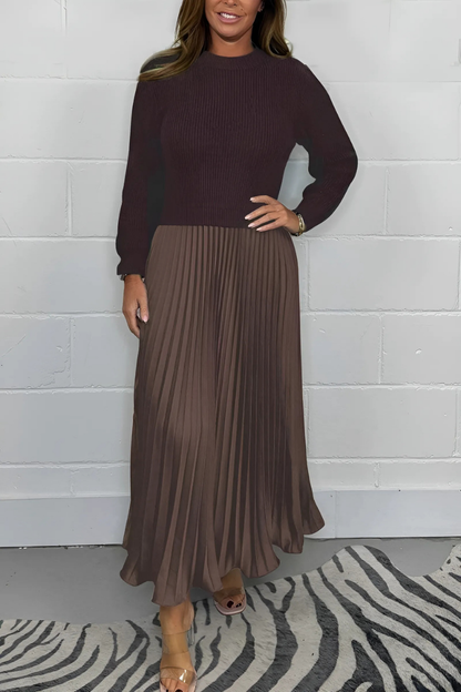 Icone™ PleatedDress: Langermet topp og elegant plissert skjørtkjole