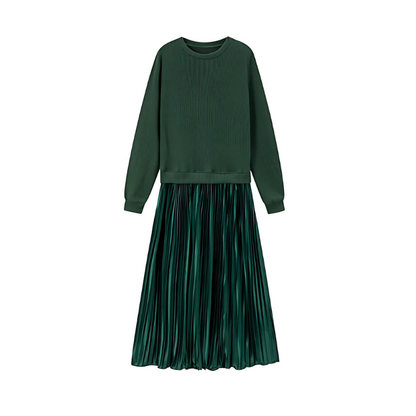 Icone™ PleatedDress: Langermet topp og elegant plissert skjørtkjole