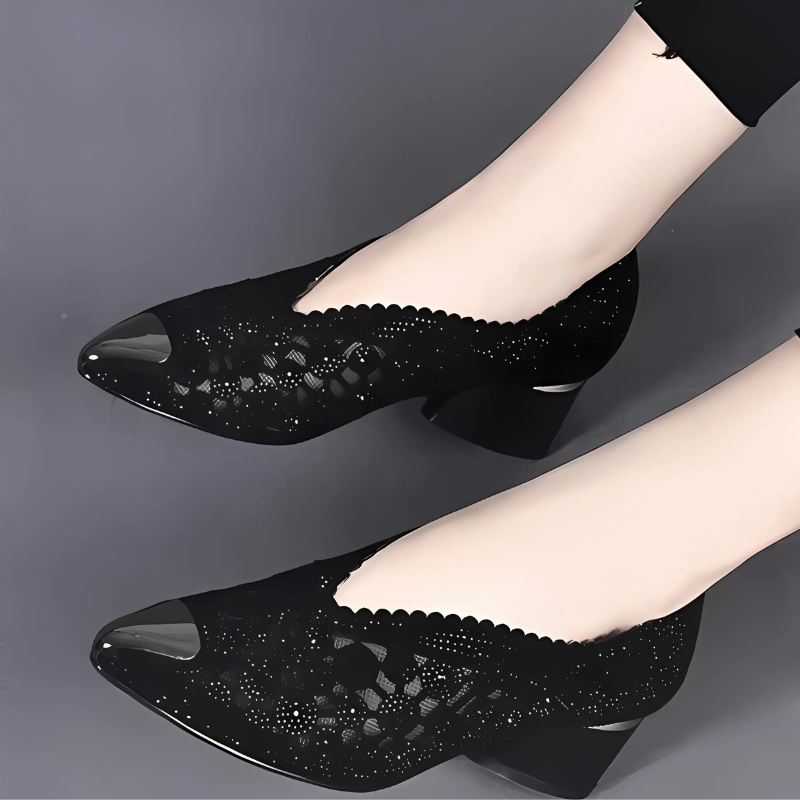 Happy™ GlimmerShoes: Mesh Hæler Sko Med Krystallaksenter