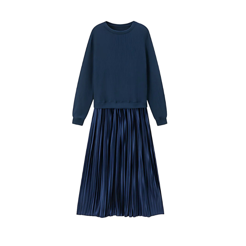 Icone™ PleatedDress: Langermet topp og elegant plissert skjørtkjole