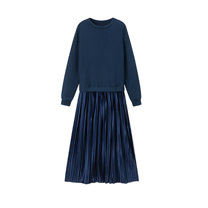 Icone™ PleatedDress: Langermet topp og elegant plissert skjørtkjole