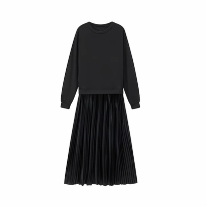 Icone™ PleatedDress: Langermet topp og elegant plissert skjørtkjole