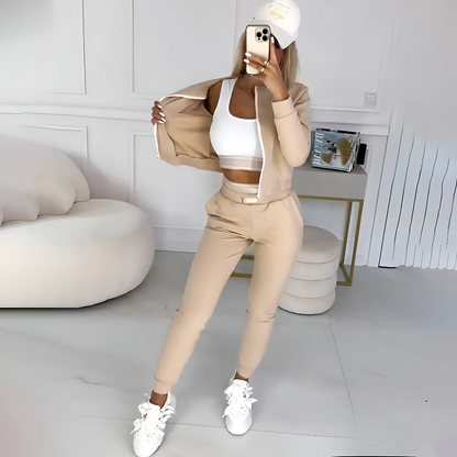 Icone™ OutfitSet: Jakke, Tanktopp Og Bukser, Avslappet Sett For Kvinner
