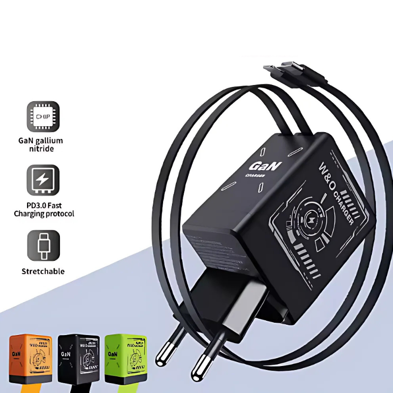 DualCharger: Rask Lading Dobbelt Uttrekkbar Kabel Reiselader