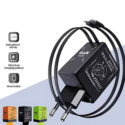 DualCharger: Rask Lading Dobbelt Uttrekkbar Kabel Reiselader