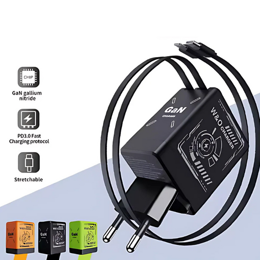 DualCharger: Rask Lading Dobbelt Uttrekkbar Kabel Reiselader