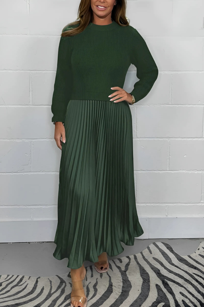 Icone™ PleatedDress: Langermet topp og elegant plissert skjørtkjole