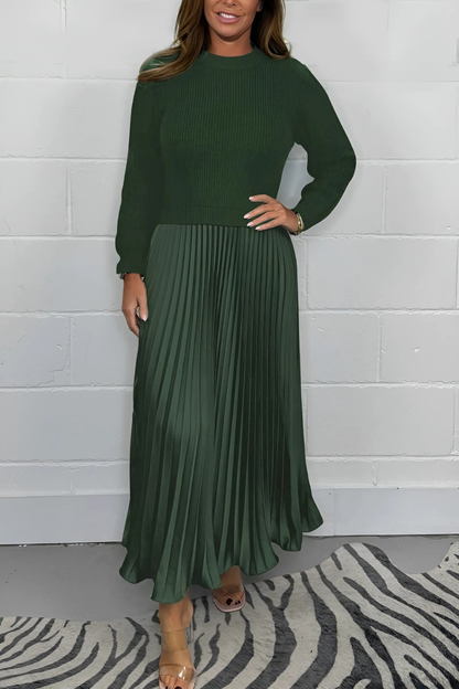 Icone™ PleatedDress: Langermet topp og elegant plissert skjørtkjole