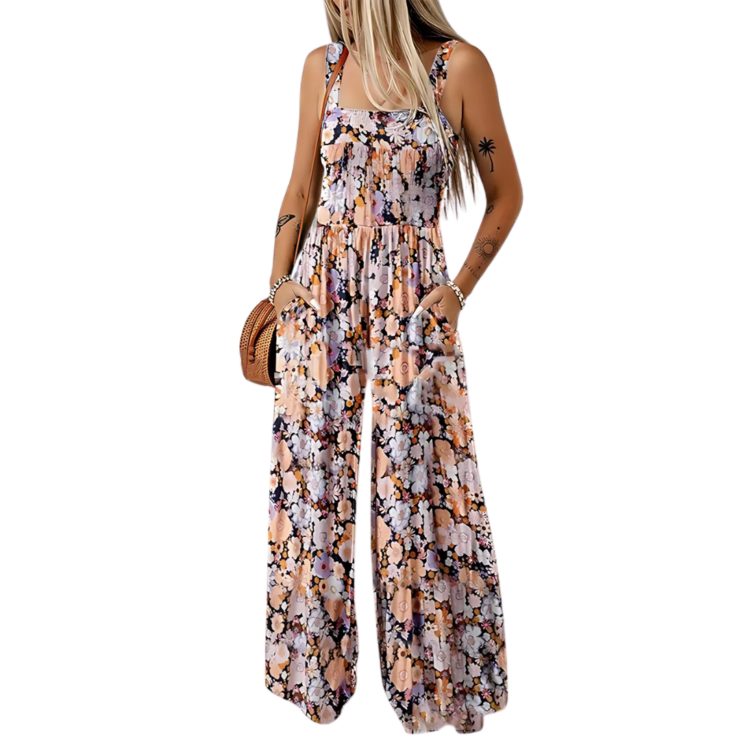 Icone™ PrintedJumpsuit: Full Lengde Komfortabel Avslappet Løs Printet Jumpsuit