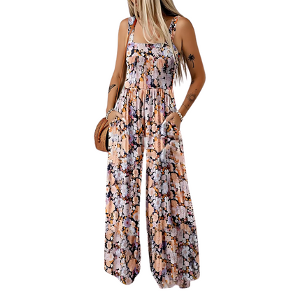 Icone™ PrintedJumpsuit: Full Lengde Komfortabel Avslappet Løs Printet Jumpsuit