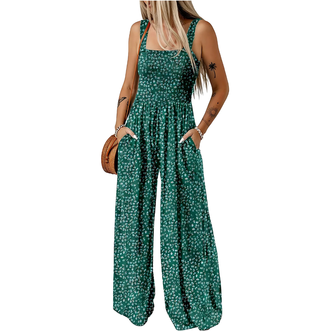 Icone™ PrintedJumpsuit: Full Lengde Komfortabel Avslappet Løs Printet Jumpsuit