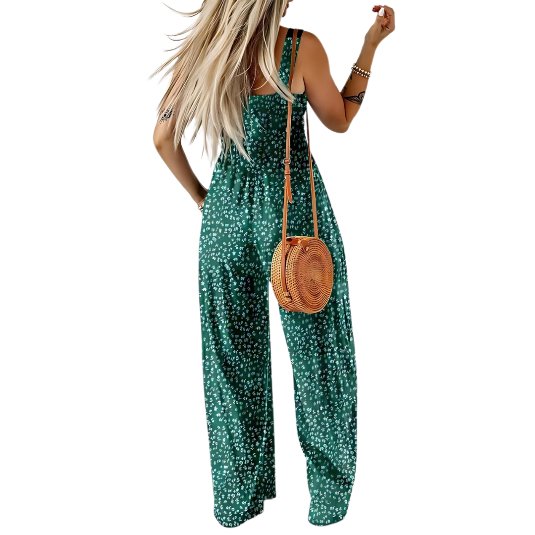 Icone™ PrintedJumpsuit: Full Lengde Komfortabel Avslappet Løs Printet Jumpsuit