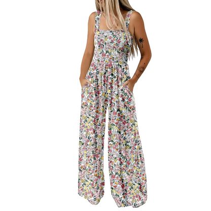 Icone™ PrintedJumpsuit: Full Lengde Komfortabel Avslappet Løs Printet Jumpsuit