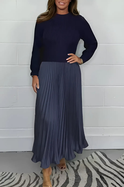 Icone™ PleatedDress: Langermet topp og elegant plissert skjørtkjole