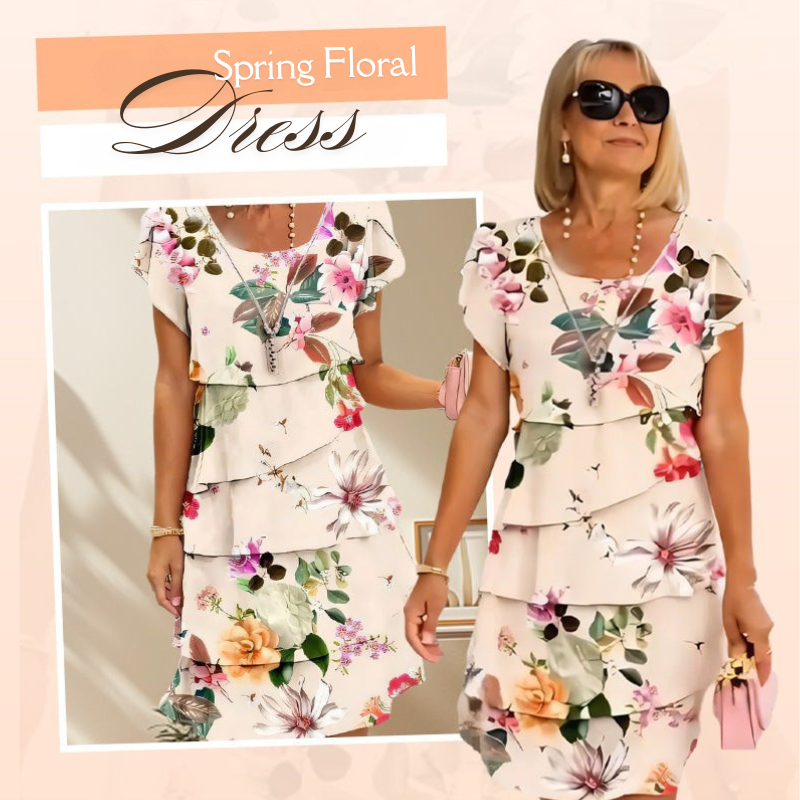 Icone™ SpringDress: Kvinners Vår Blomsterkaskade Elegant Kjole