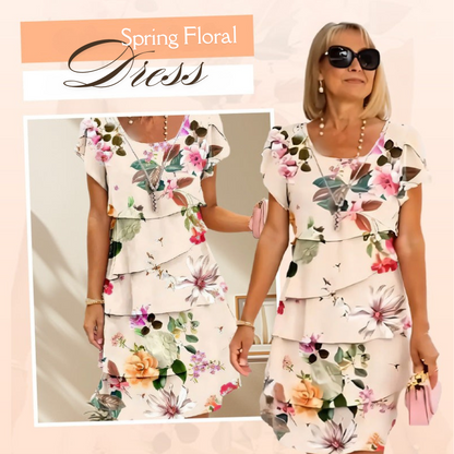 Icone™ SpringDress: Kvinners Vår Blomsterkaskade Elegant Kjole