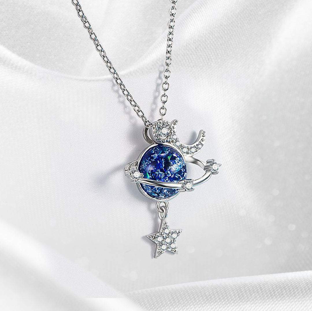 Jewelance™ MoonNecklace 1+1 GRATIS: Blå Planet Stjerne Måne Anheng Halskjede